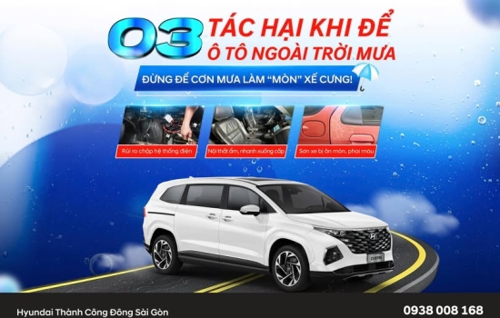 3 TÁC HẠI KHI ĐỂ Ô TÔ NGOÀI TRỜI MƯA
