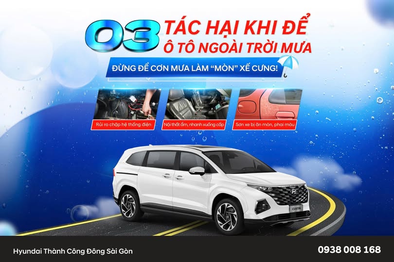 3 TÁC HẠI KHI ĐỂ Ô TÔ NGOÀI TRỜI MƯA