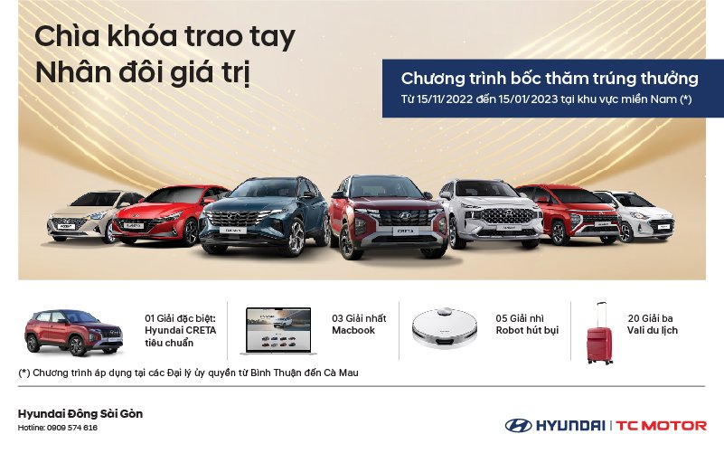 Chương trình khuyến mãi bán hàng dành cho khách hàng mua xe mới tại Hyundai Đông Sài Gòn